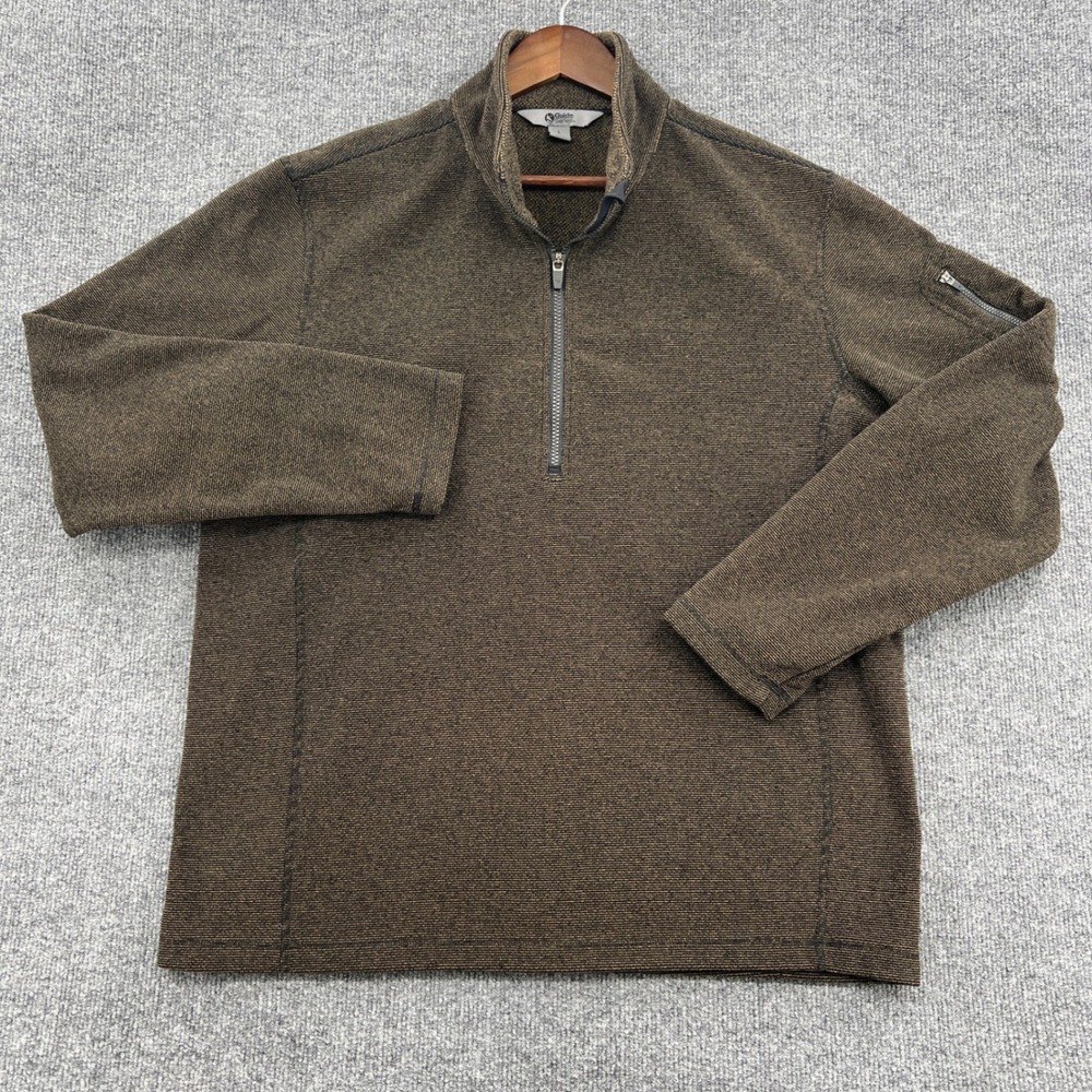 Guide Series Quarter Zip Pullover Mens Large Brown Knit Fleece Outdoor Warm Cozy